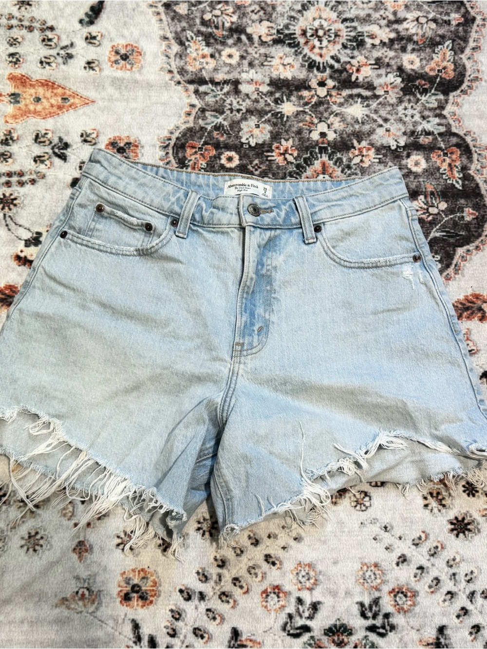 Abercrombie & Fitch Light Blue Distressed Denim Cutoff Shorts